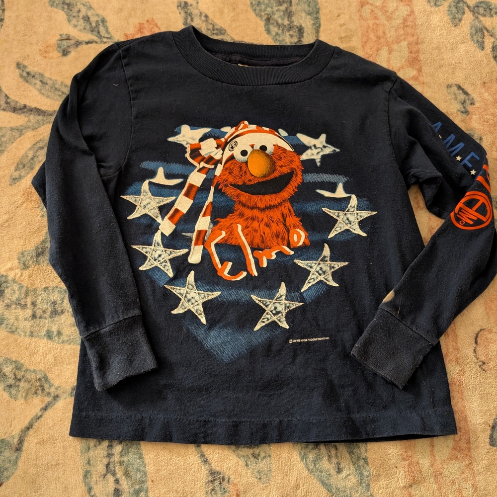$Sesame Street Navy Blue Elmo‎ Long Sleeve Tee